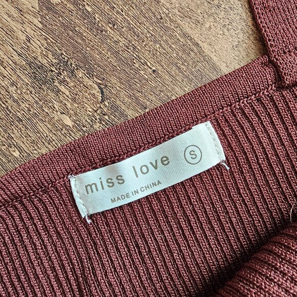 NEW!! Miss Love Ribbed Strappy Knit Top Cropped Tank, S, Chocolate - Picture 6 of 8